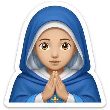 Nossa senhora das graças com aura manto azul e vel branco, com mãos postas sticker