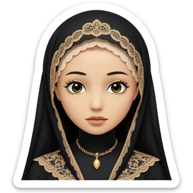 shaman woman in black clothes black veil sticker