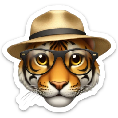 cute tiger wearing dads hat and sunglasses sticker