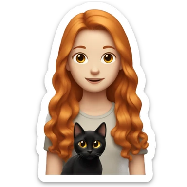 Girl with long ginger hair with black cat sticker