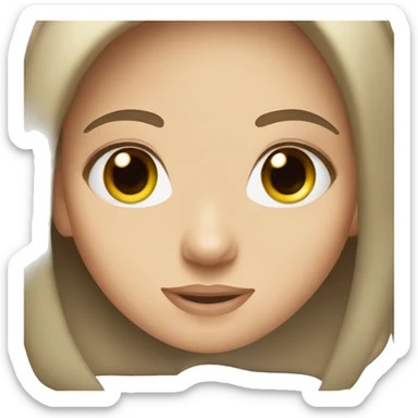 white pretty girl green eyes straight brown hair  sticker