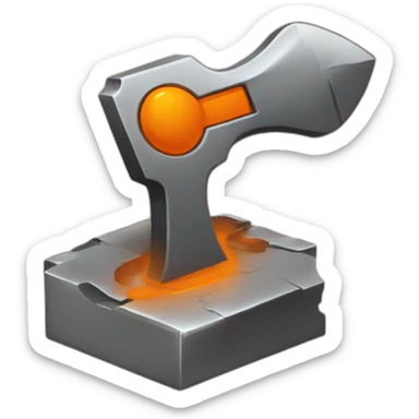 Generate me a favicon icon for a cartoon anvil with an orange T in front of it sticker