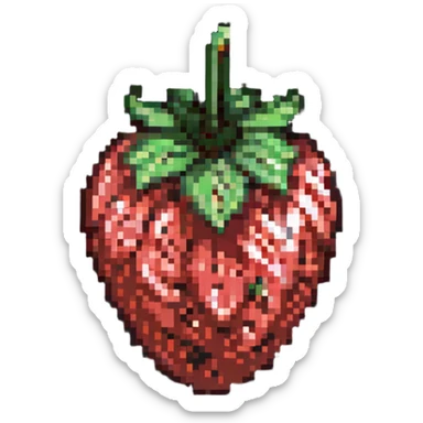 slightly tilted pixel art strawberry with visible seeds sticker