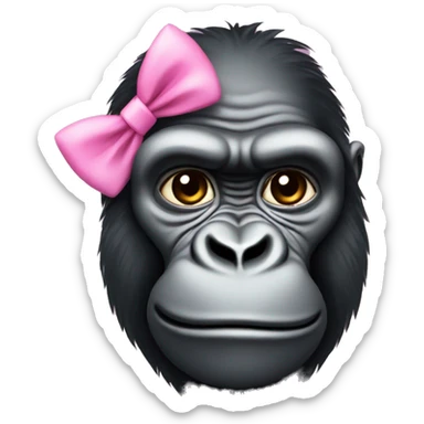 Gorilla with pink bow by ear sticker