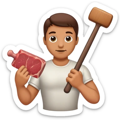 Hammering beef with a mallet sticker