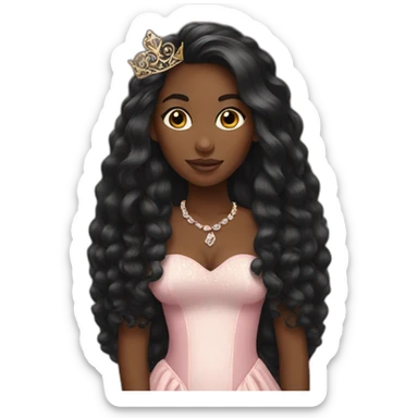Black women with long hair princess sticker