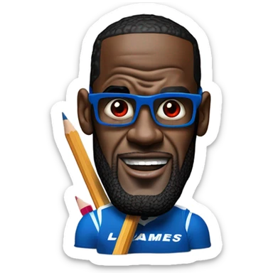 LeBron James as a pencil sharpener with 5 arms with red and blue eyes sticker