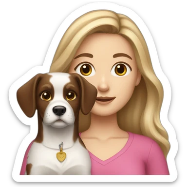 brunette white Girl with a russell dog sticker