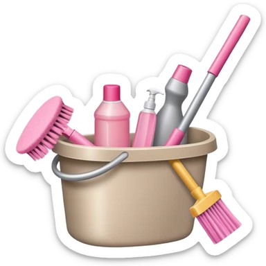 Cleaning supplies, make them beige grey and a tiny bit of pink  sticker