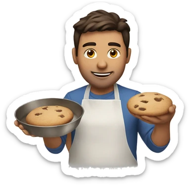 Brunette man baking cookies sticker