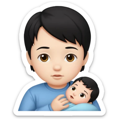 black hair infant sticker