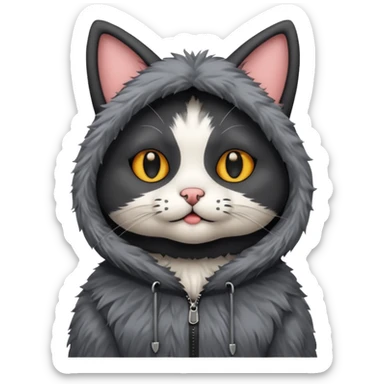 a cat that has a black dog costume on sticker