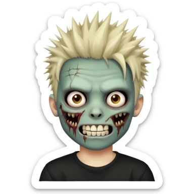 zombie emo boy with spiky hair and good grillz with a black shirt sticker