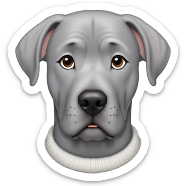  Realistic Grey Great Dane wearing a white knit sweater  sticker