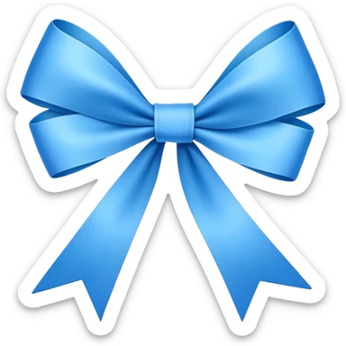 Super ultra-thin and stretched ribbon bow, as narrow as possible, single loop, no extra loops, no fluffy or rounded shapes, only one long and sleek ribbon, delicate, minimalist, NO DOUBLE LOOPS, NO THICKNESS, ONLY A SINGLE SLIM LINE blue sticker