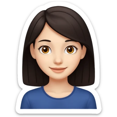 Make an emoji of a slender girl with dark hair and brown eyes sticker