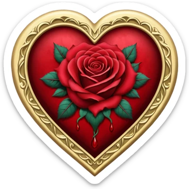 gothic heart with a bleeding rose sticker