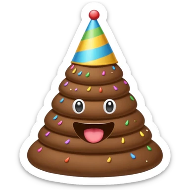 Poop with a party hat sticker