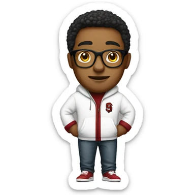 stanford nerd with glasses and stanford sweatshirt. full body including legs sticker