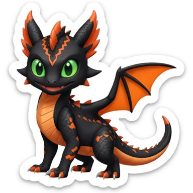 Cute adorable Noivern-Litten-Salandit-Noibat-Toothless-fusion, full body sticker