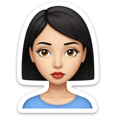 A girl with short straight black hair,big lips and pointy nose with Latina eyebrows  sticker
