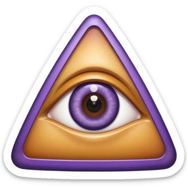 A triangle with a mix of colors as a border and a purple inside with an eye in the middle sticker