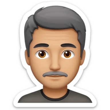 some stubble grey and black hair man bigger build, sticker