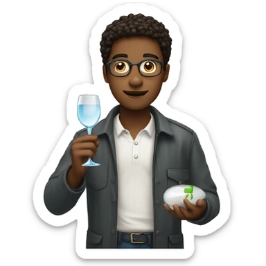 young man with a maginfying glass in his hand sticker