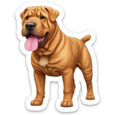 Red Shar-pei dog with pink nose, full body sticker
