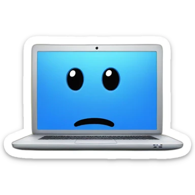 laptop with blue screen sticker