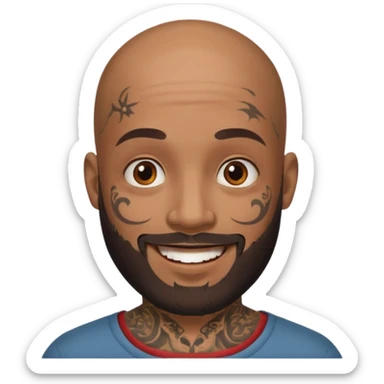 bald bearded man with face tattoo sticker