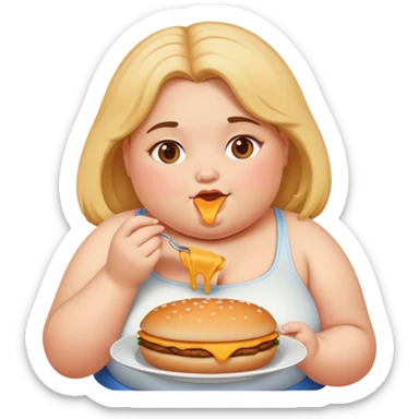 Fat girl eating food  sticker