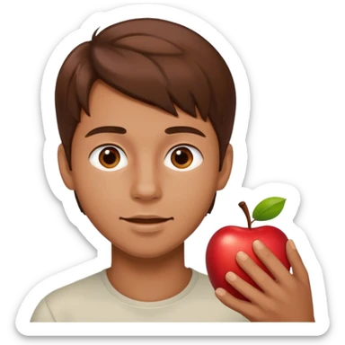 I want you to create an emoji of a SPANISH sergeant,  He should be a young guy with brown hair, brown eyes, his skin color like he’s tan and he’s eating an apple  sticker