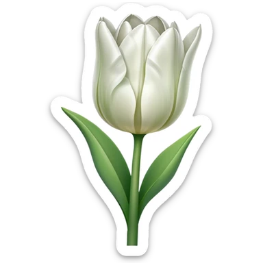 single White Green Tulip, straight stem sticker