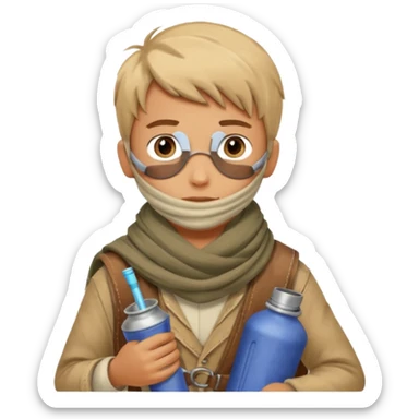 Boy + scarf + canteen,Desert Nomads. sticker