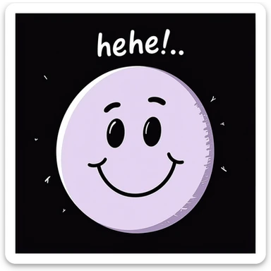 soft lilac smiley face with a small 'hehe' in playful handwriting above, chalk-style, rough doodle-like texture, pastel chalk on a dark surface, aesthetic and emotional, suitable for a Telegram channel sticker