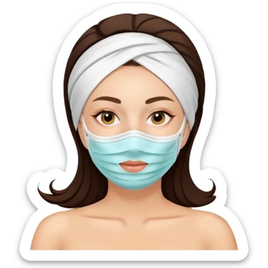 Lady with face mask spa beauty full face relaxing sticker