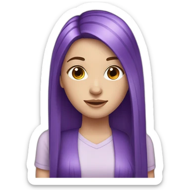 white girl with long straight purple hair sticker