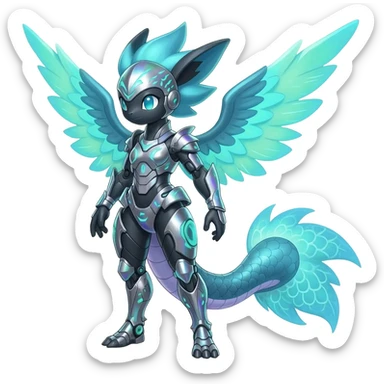 Meloetta-Sergal-Protogen-hybrid-fusion-Fakémon-creature, full body sticker