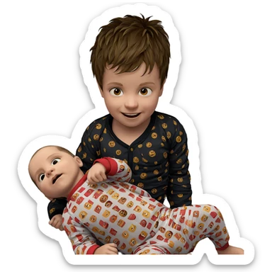 happy boy in pajamas sticker