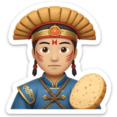 chinese ancient warrior with bread sticker
