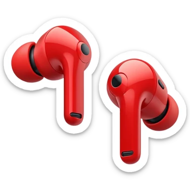 red wireless earbuds sticker