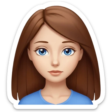 Femme brune cheveux long raide yeux bleus en amande sticker