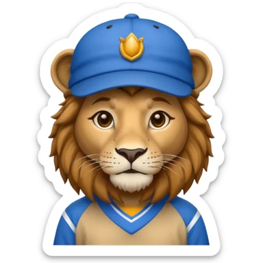 lion with blue hat and jersey sticker