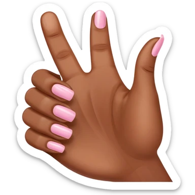 Medium brown skin hand thumbs up with light pink painted fingernail polish  sticker