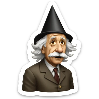 Einstein in a dunce cap sticker