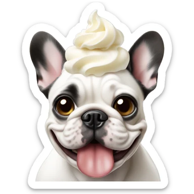 French bulldog eating whipped cream sticker