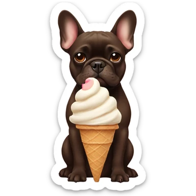  dark brown french bulldog with ice cream sticker