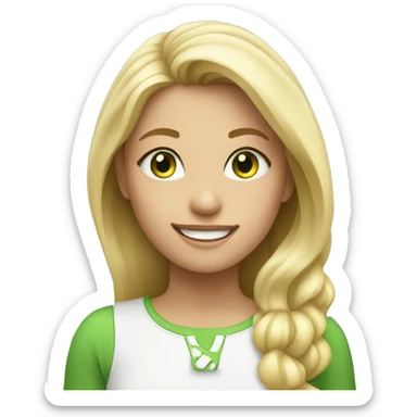 smiling girl with blonde hair with green eyes sticker