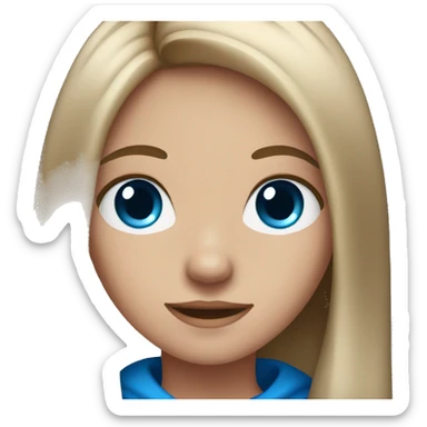 teenage girl with long straight brown hair and blue eyes sticker